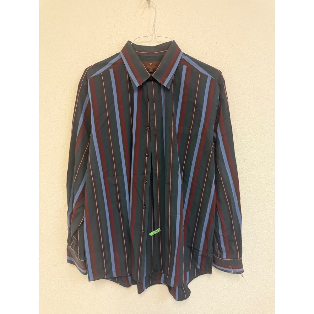 Toscano Mens XL Long Sleeve Button Down Shirt Striped Cotton Made in Turkey